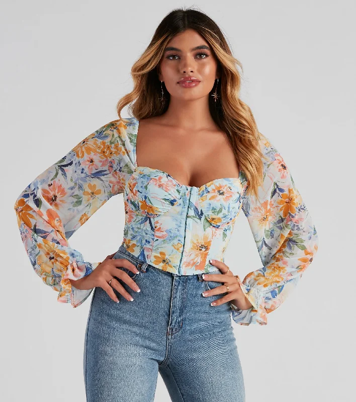 Savings Galore Tropic Ready Floral Chiffon Corset