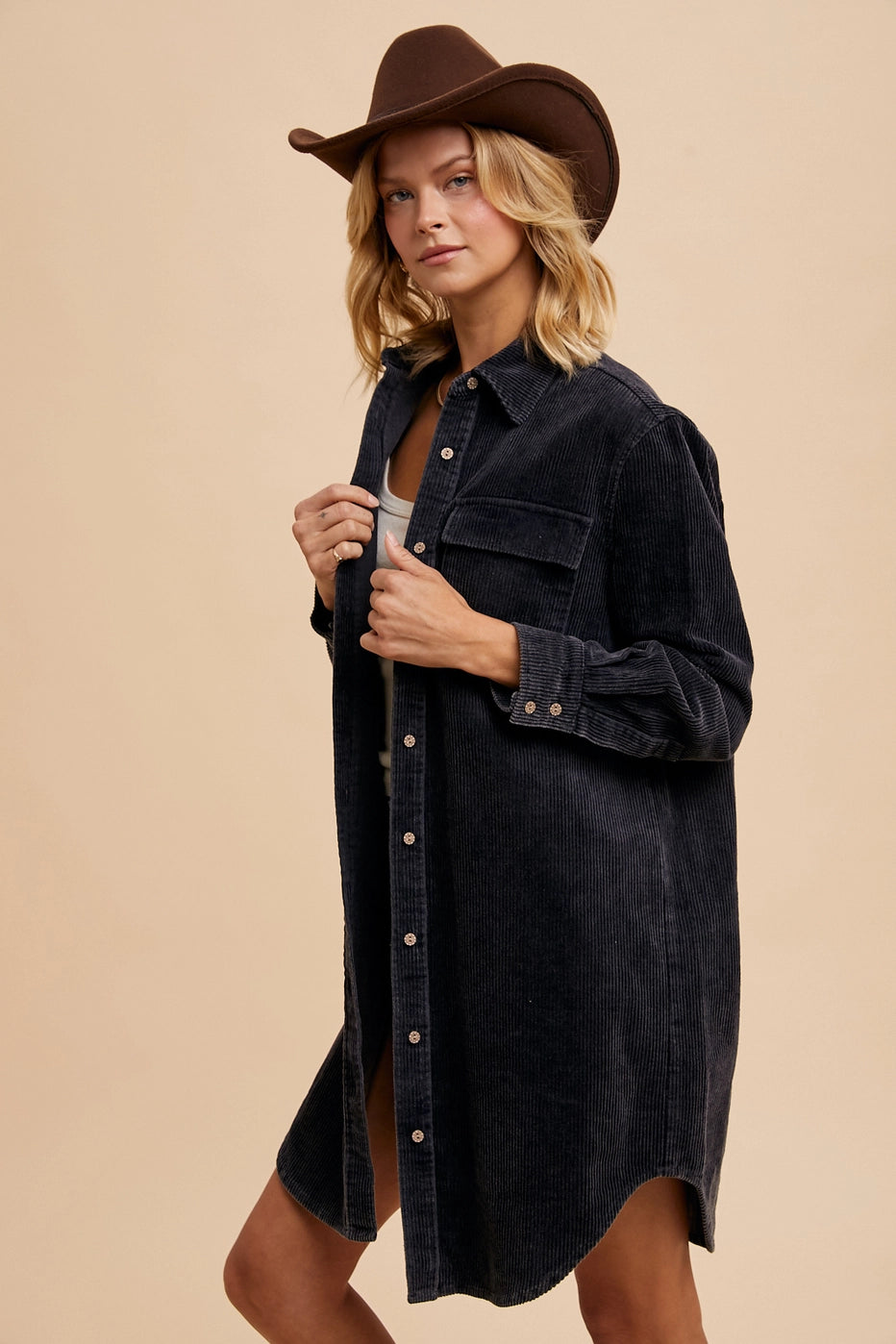 Huge Discounts Cami Charcoal Corduroy Duster