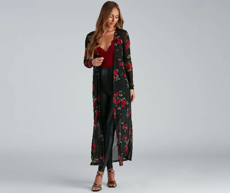 Shop and Save Blooming Beauty Floral Print Duster