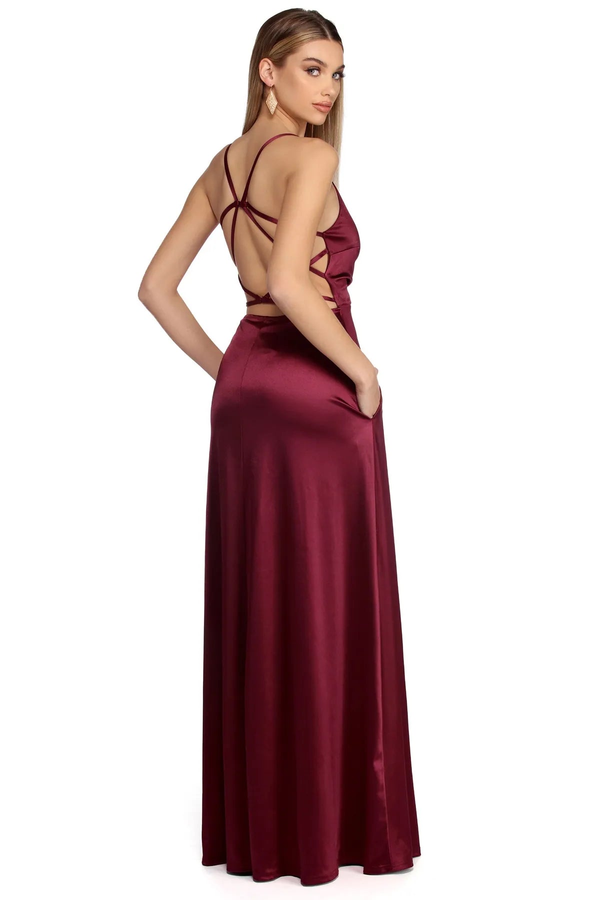 Weekend Deal Ruby Formal Caged Satin Dress