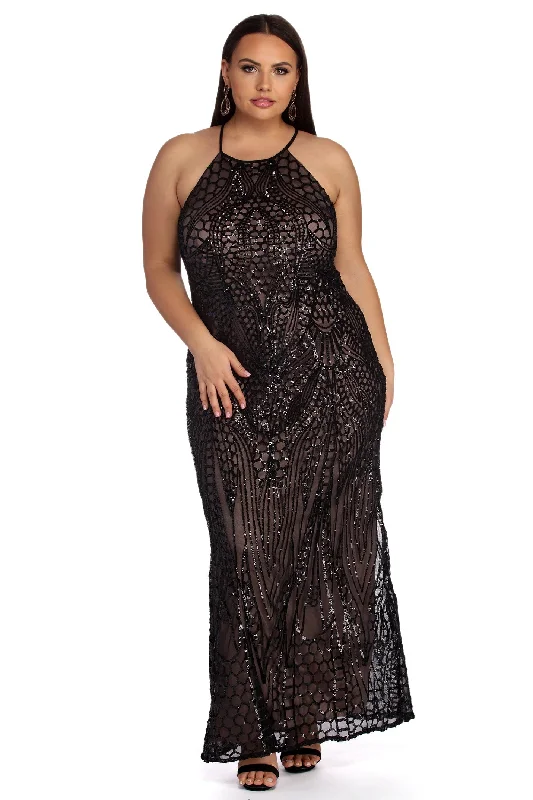 Price Drop Plus Teresa Formal Sequin Dress