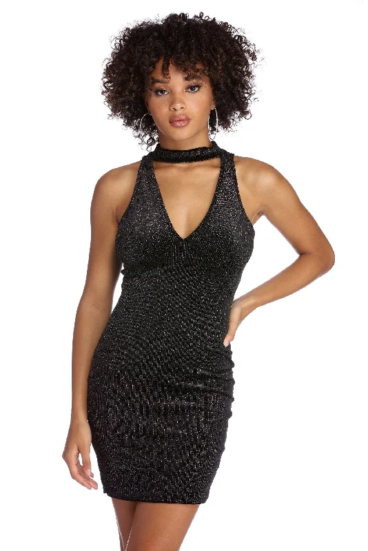 Act Fast Electric Lights Mini Choker Dress