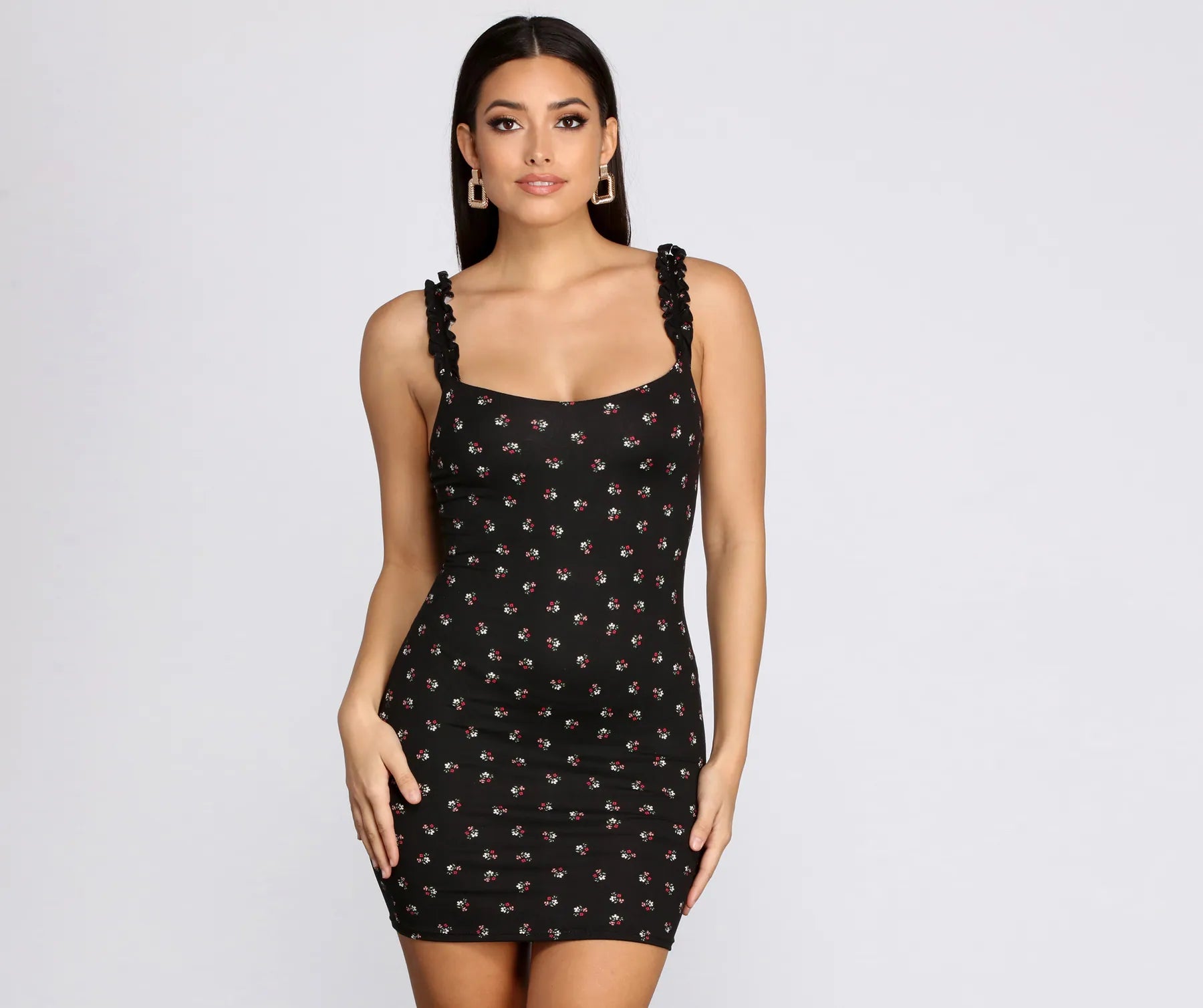 Closeout Ditsy Floral Doll Ruffle Mini Dress