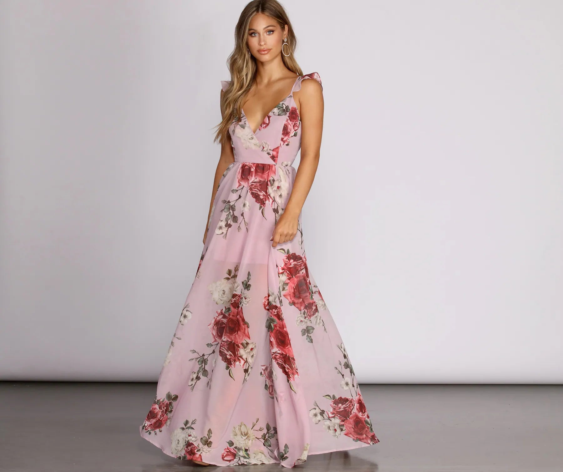 Flash Deals Cassandra Floral Chiffon Gown