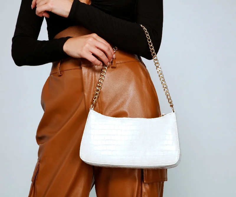 Buy More, Save More Good Vibes Only Croc Embossed Shoulder Bag