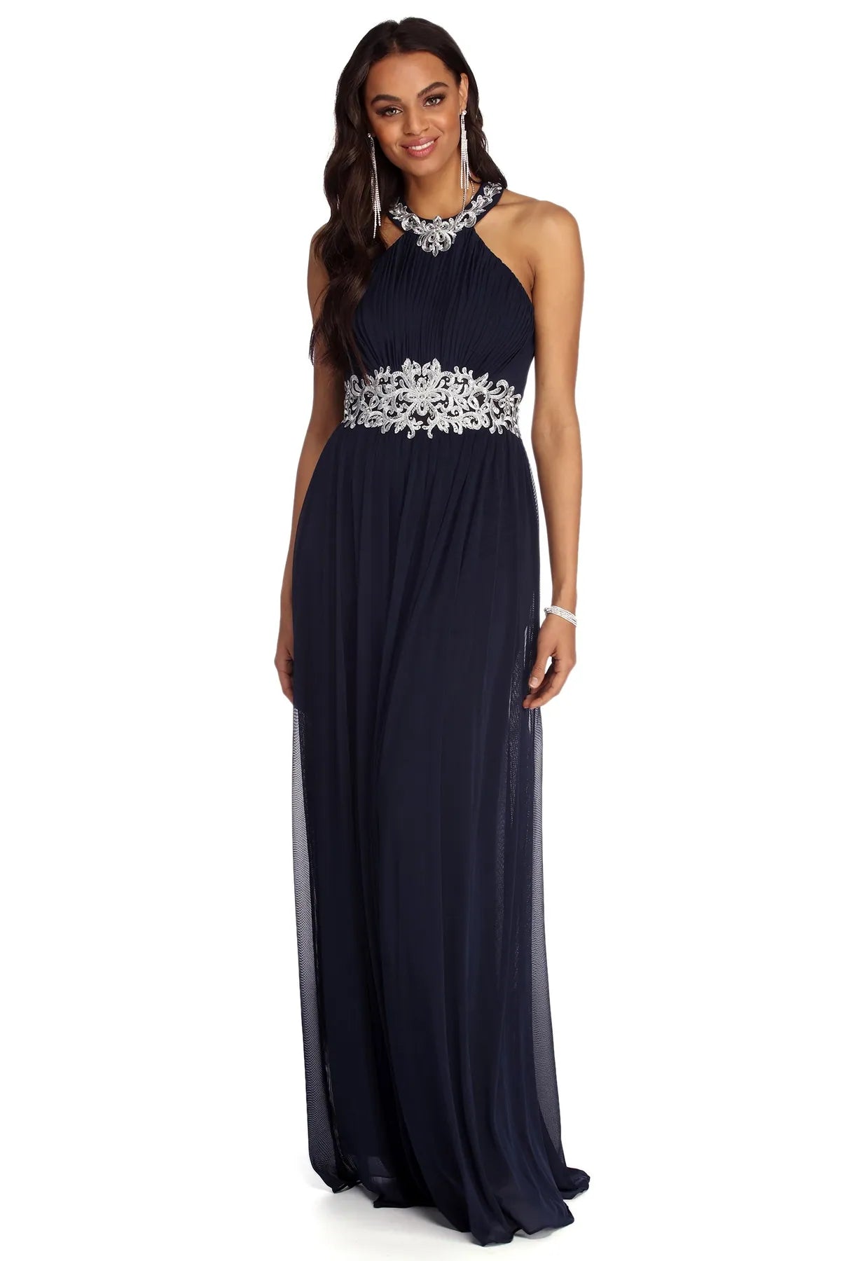Don't Wait Cassandra Formal Floral Applique Dress