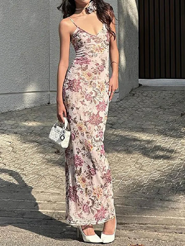 Price Drop V-Neck Floral Cami Long Dress