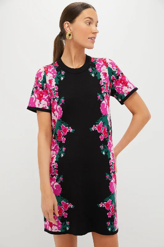 Clearance Sale Climbing Roses Knit Jacquard Short Sleeve Marie Dress