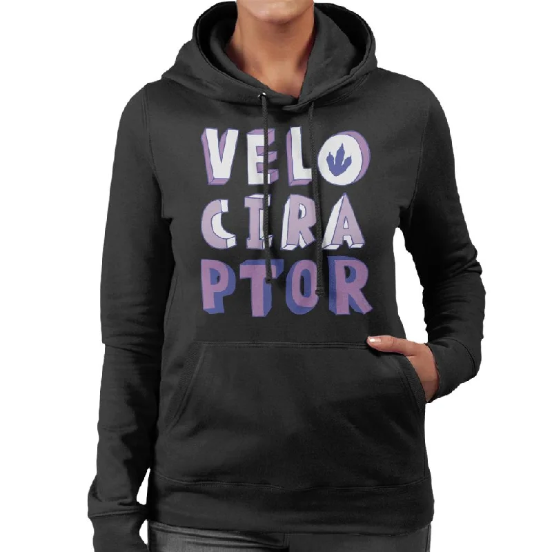 Final Markdown Jurassic Park Velociraptor Purple Text Women's Hooded Sweatshirt