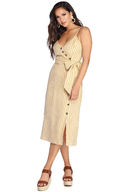 Fantastic Offers Striped With Style Midi Dress