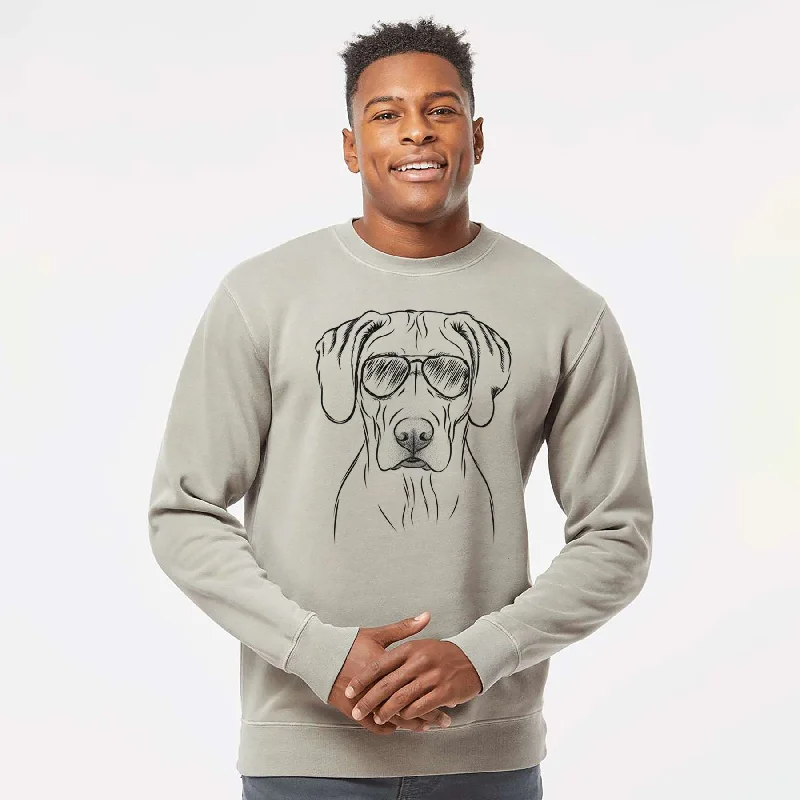 Fantastic Deals Aviator Reid the Rhodesian Ridgeback - Unisex Pigment Dyed Crew Sweatshirt