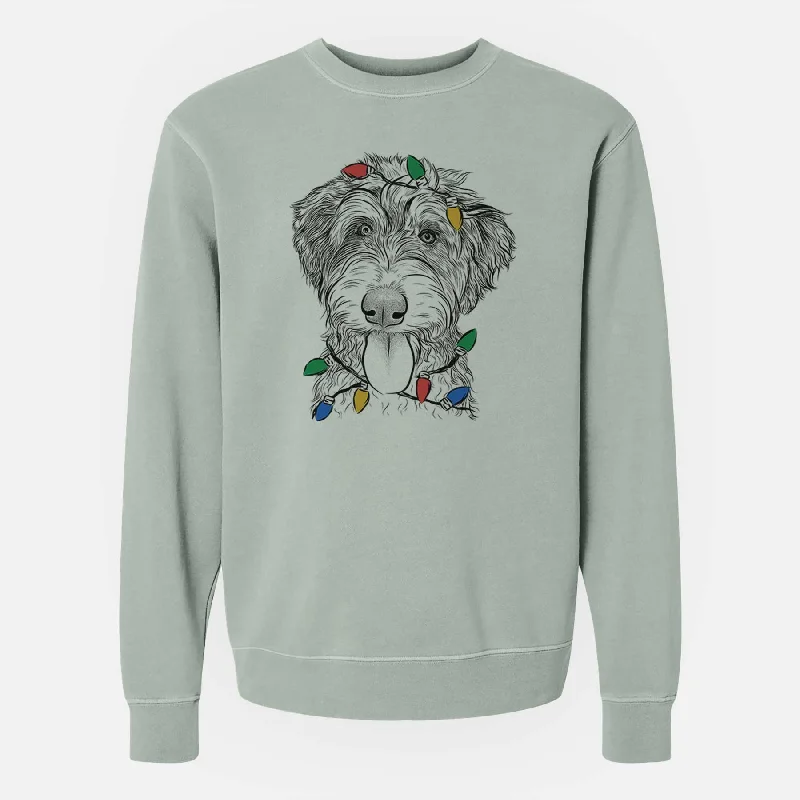 Referral Discount Christmas Lights Myrtle Mae the Aussiedoodle - Unisex Pigment Dyed Crew Sweatshirt Referral Discount Christmas Lights Myrtle Mae the Aussiedoodle - Unisex Pigment Dyed Crew Sweatshirt