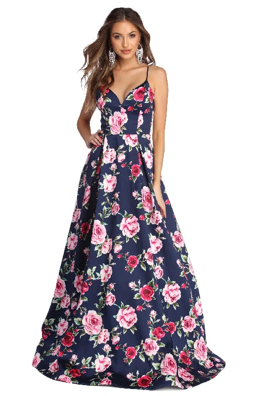 Shop and Save Shelby Floral Satin Ball Gown