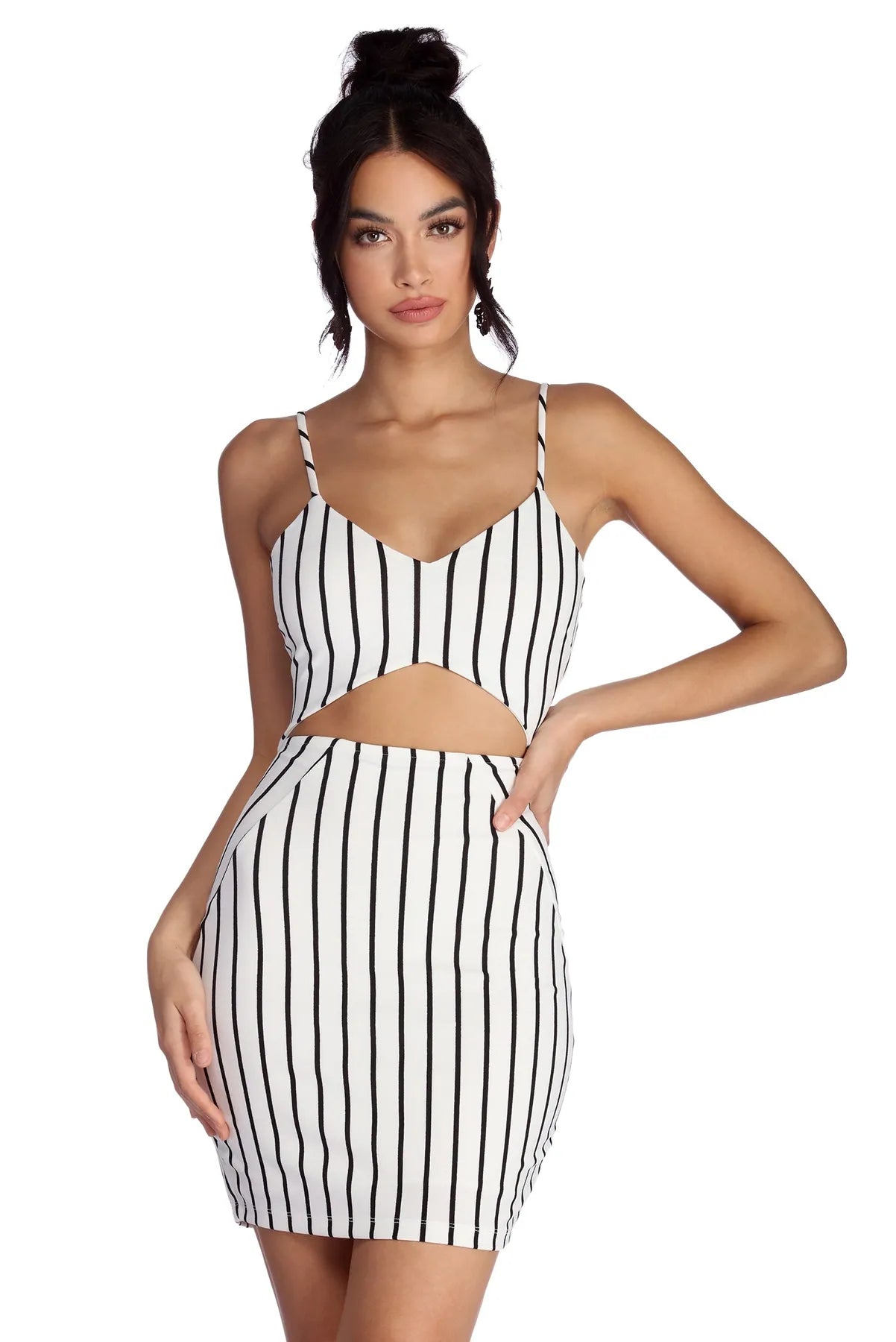 Act Now Striped And Stylish Mini Dress