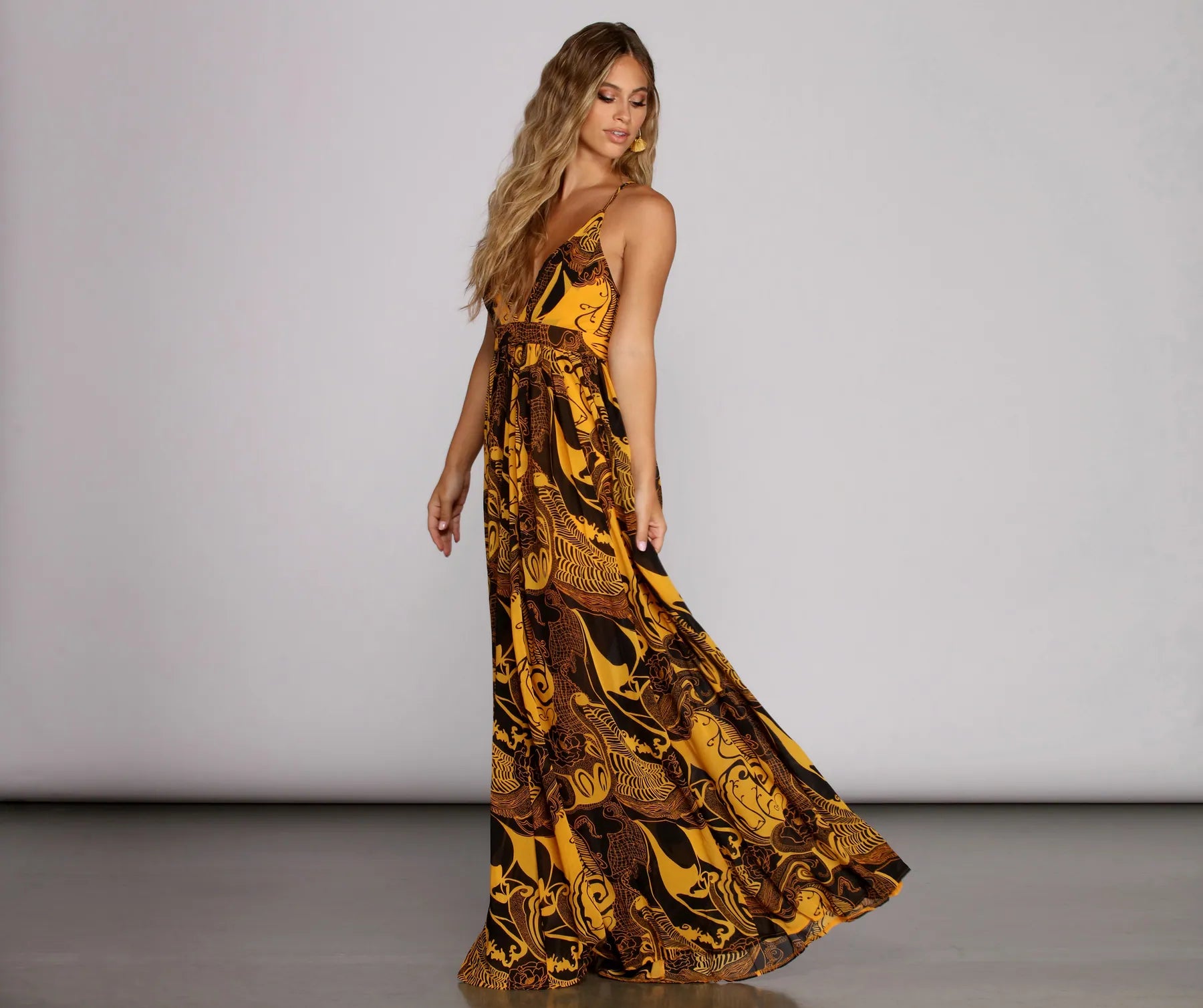 TIME-Limited Offer Donna Chiffon Deep V Gown