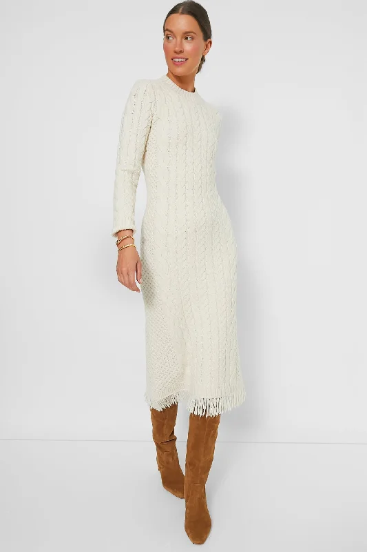 Final Clearance Cream Freya Fringe Sweater Dress
