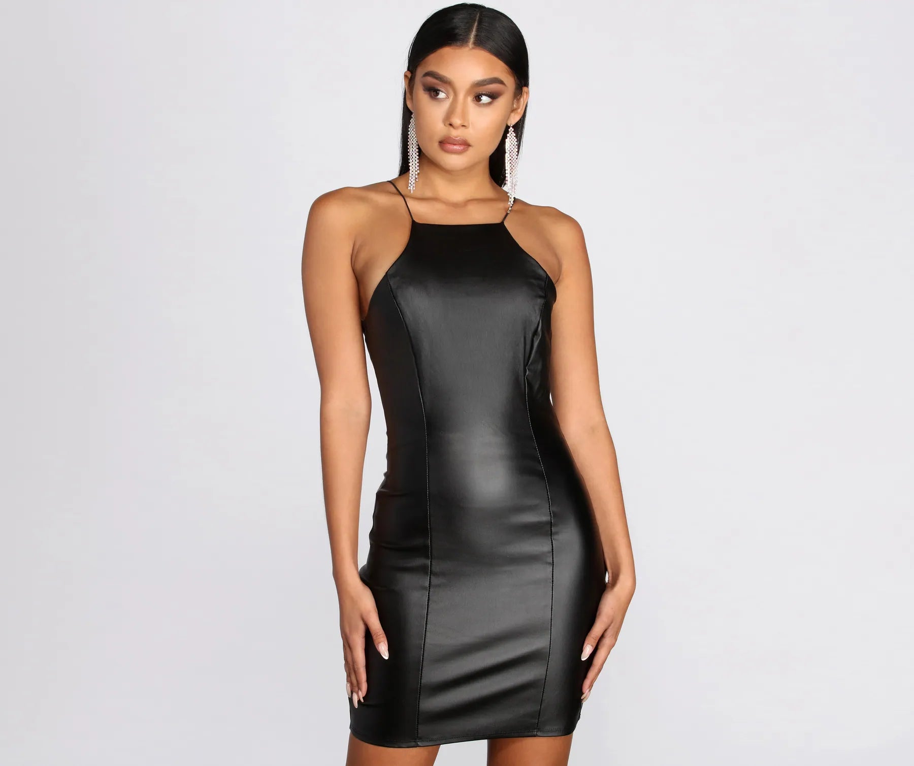 Extra Savings Keep It Edgy Faux Leather Mini Dress