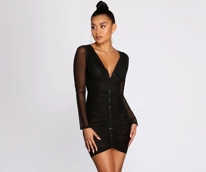 Instant Discount Talk Of The Town Ruched Mini Dress
