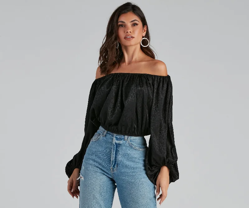 Best Bargains On The Prowl Satin Leopard Blouse