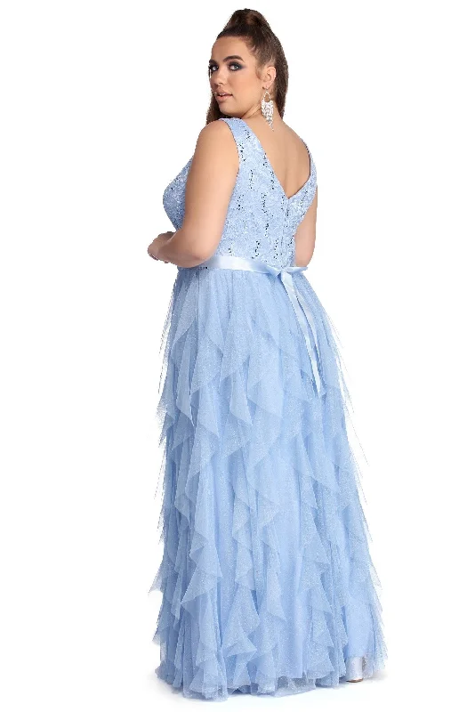 Exclusive Access Plus Ava Formal Glitter Tendril Dress