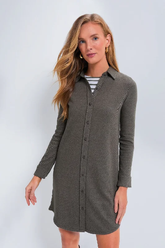 Year-End Sale Olive Melange Twill Legend Sweater Dress