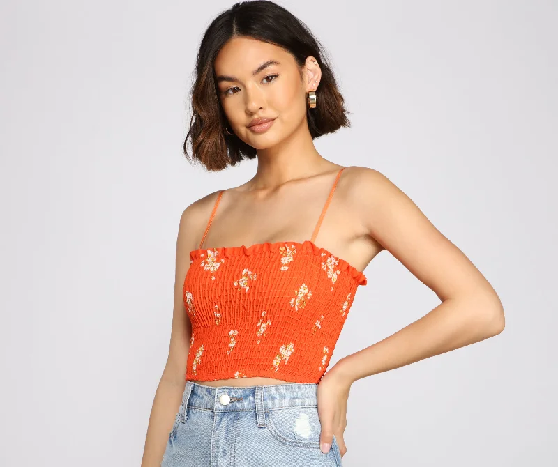 Quick Sale Stylish And Smocked Crop Top
