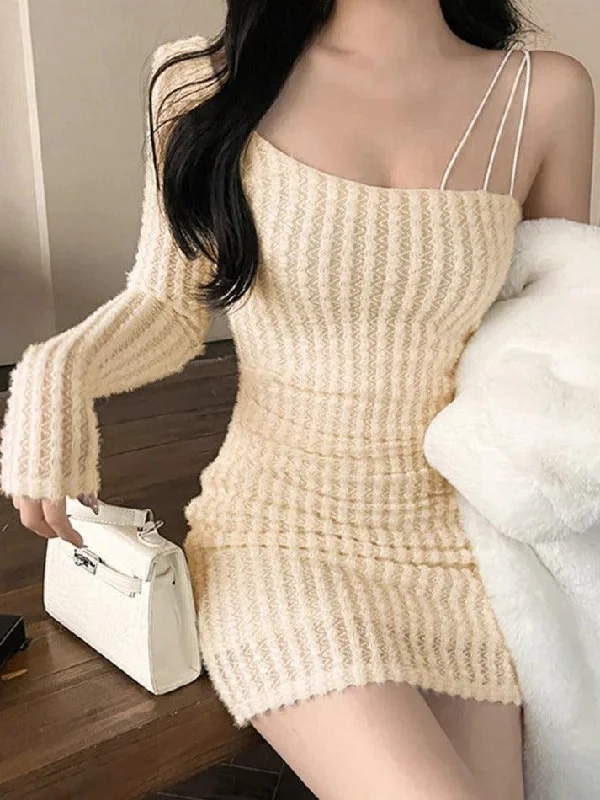 Steals and Deals Pure Color Slim Fit Pure Desire Style Mini Dress