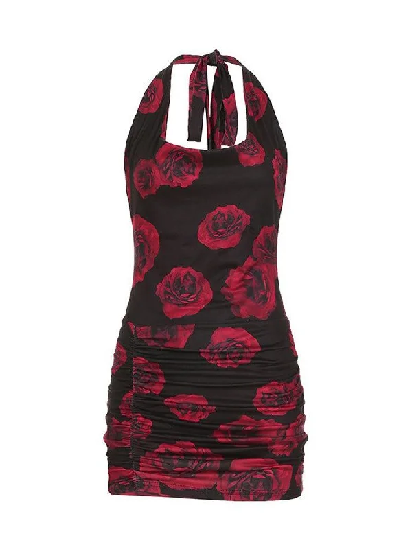 Online Exclusive Floral Neck Tie Mini Dresses