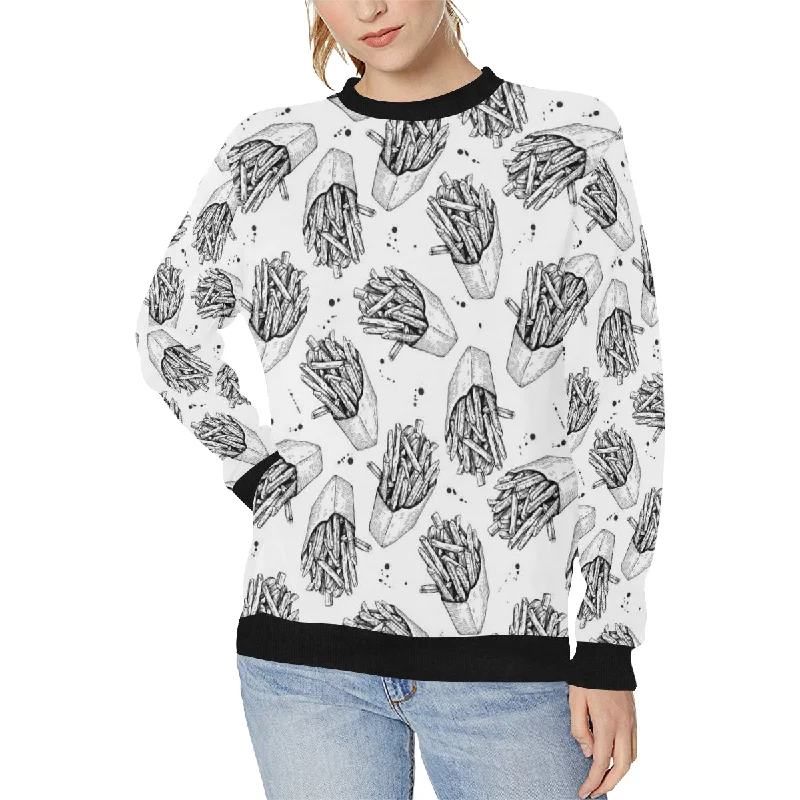 New Markdowns Hand drawn french fries pattern Women's Crew Neck Sweatshirt