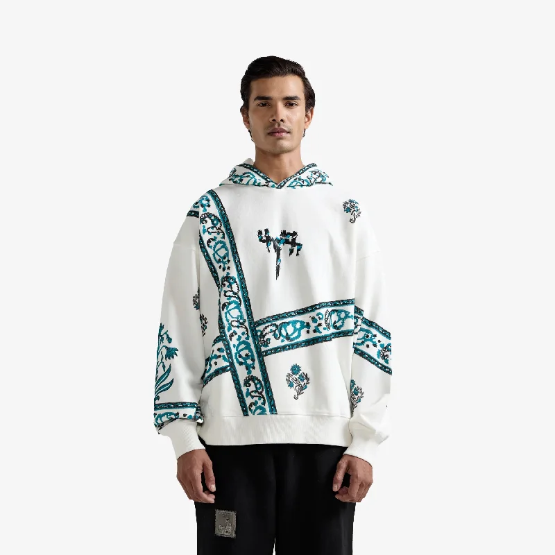 Markdowns F A R A K | COSMIC BLOCKPRINT HOODIE { WHITE