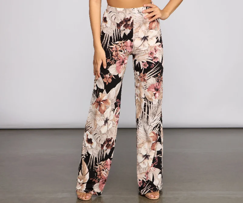 Price Drop Island Vacay Tropical Wide Leg Pants