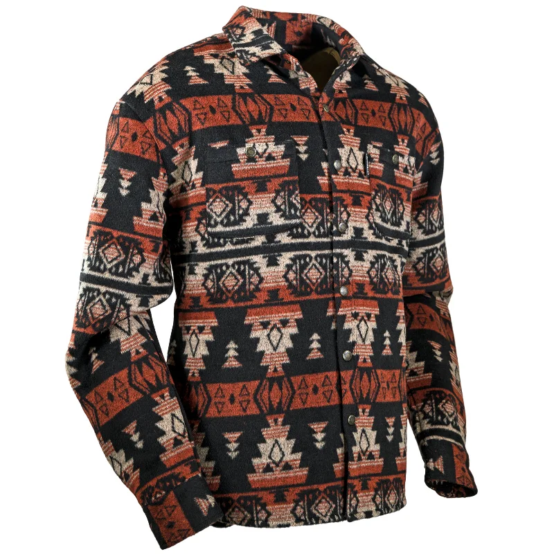 Overstock Outback Trading Company® Men's Hudson Aztec Burnt Red Shirt Jacket 42720-BNR