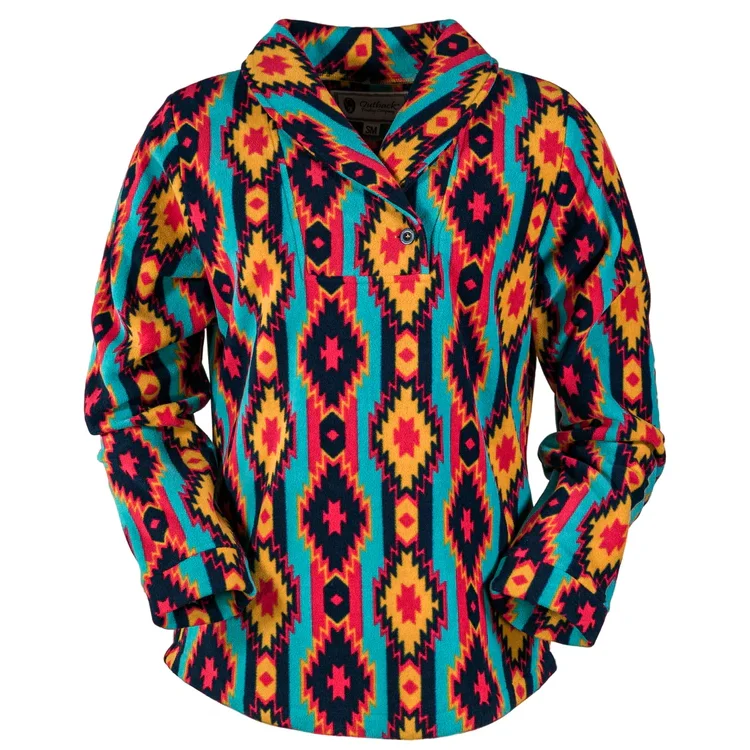 Price Meltdown Outback Trading Ladies Janet Aztec Print Raspberry Pullover 40195-RAS