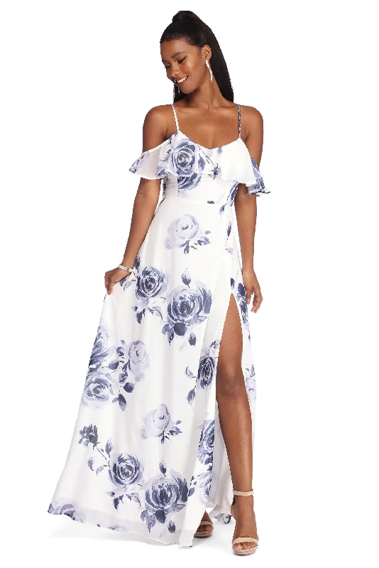 Markdowns Mia Formal High Slit Chiffon Dress