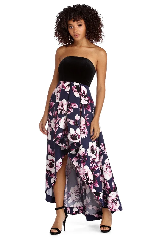 Super Deal Vivan Formal Floral High-Low Dress
