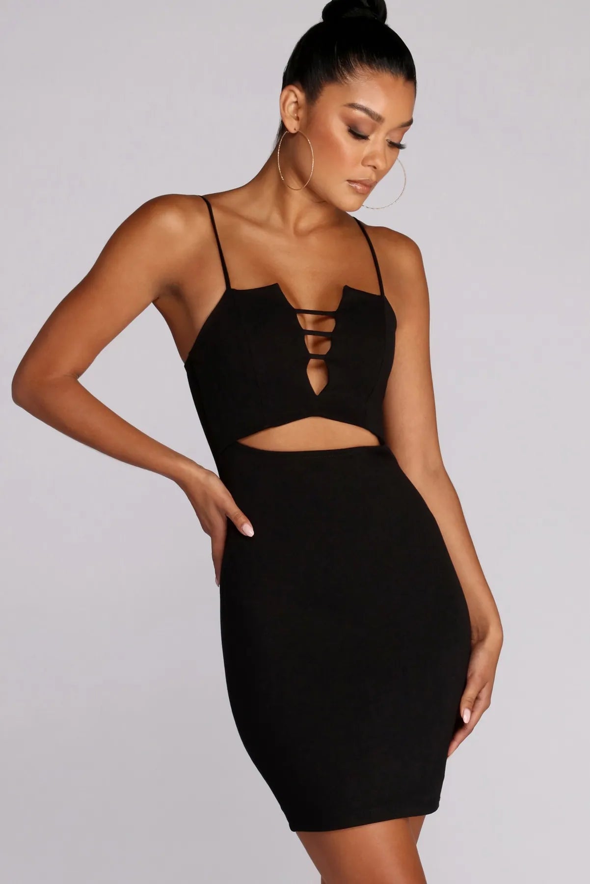 Unbeatable Prices Lady Lattice Cut Out Mini Dress