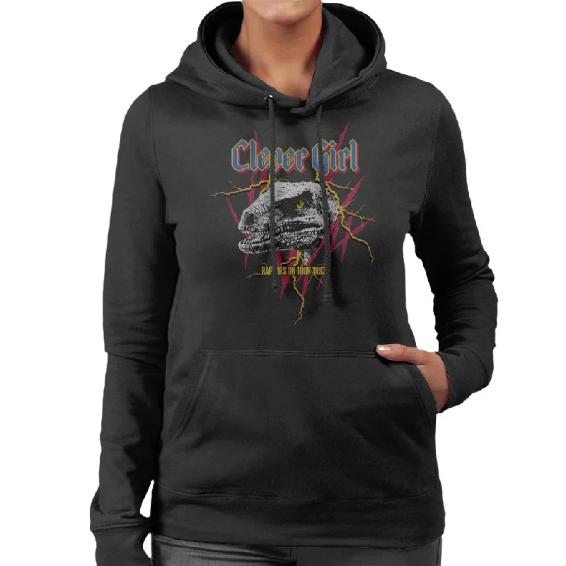 Jurassic Park Clever Girl Raptor On Tour 1993 Claw Marks Women's Hooded Sweatshirt