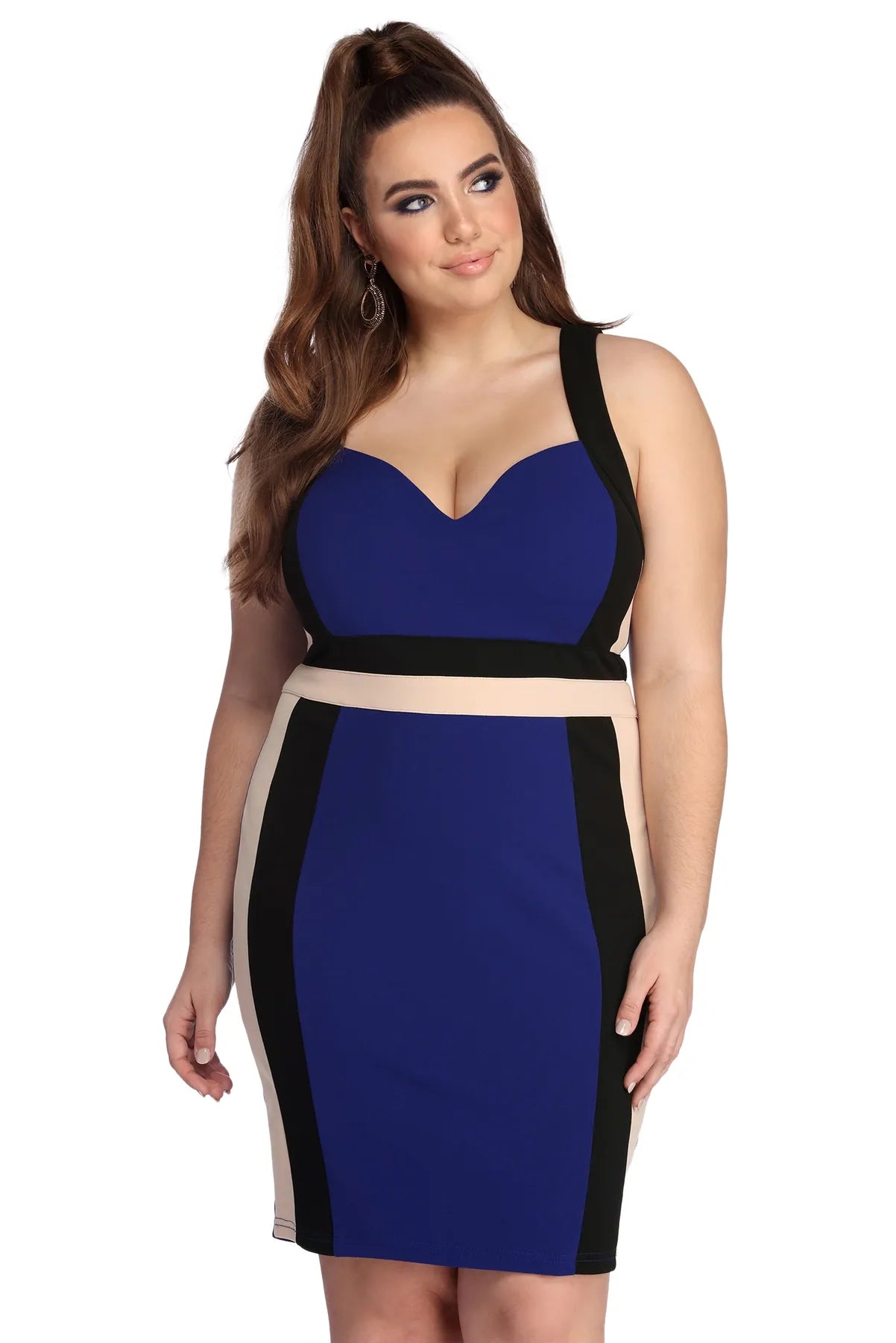 Unbeatable Prices Plus Color Block Midi Dress