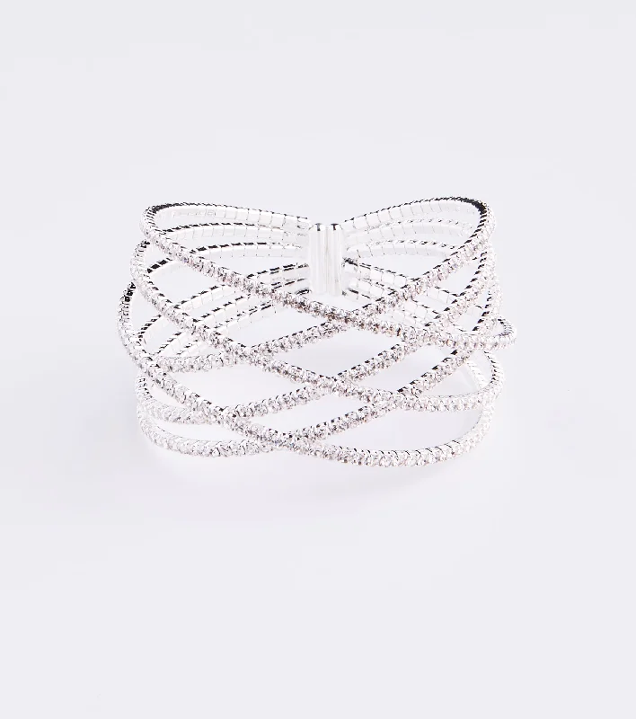 Now or Never Rhinestone Lattice Cuff Bracelet