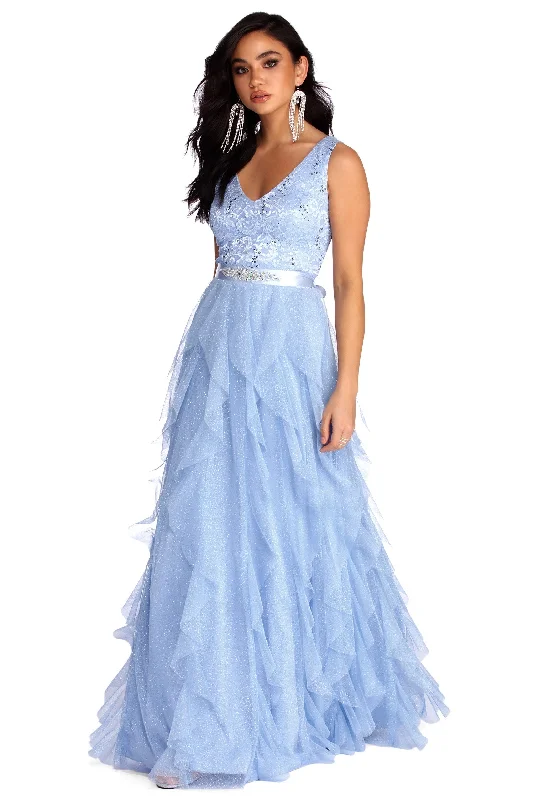 YEAR-End Sale Ava Formal Glitter Tendril Dress